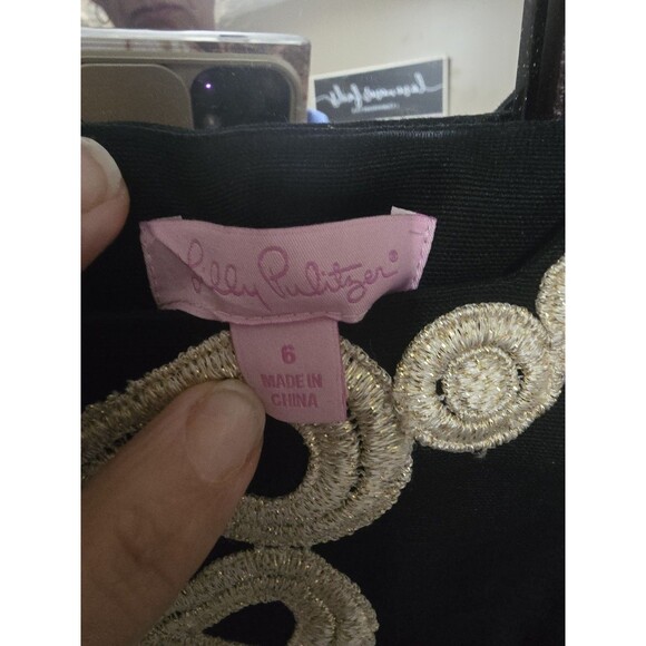 Lilly Pulitzer Black Gold Dress 6 | Style 21065 | Embroidered Cocktail Shift... - Picture 5 of 10